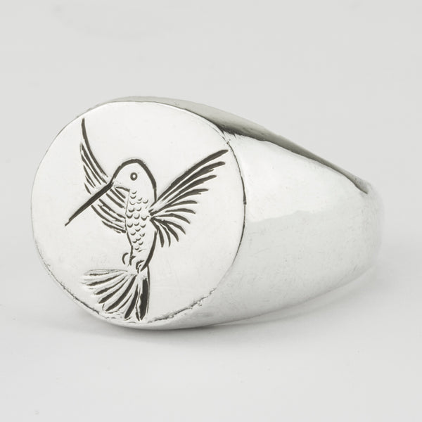 Engraved Hummingbird Signet Ring – Henson