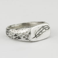 Engraved Quill Signet Ring
