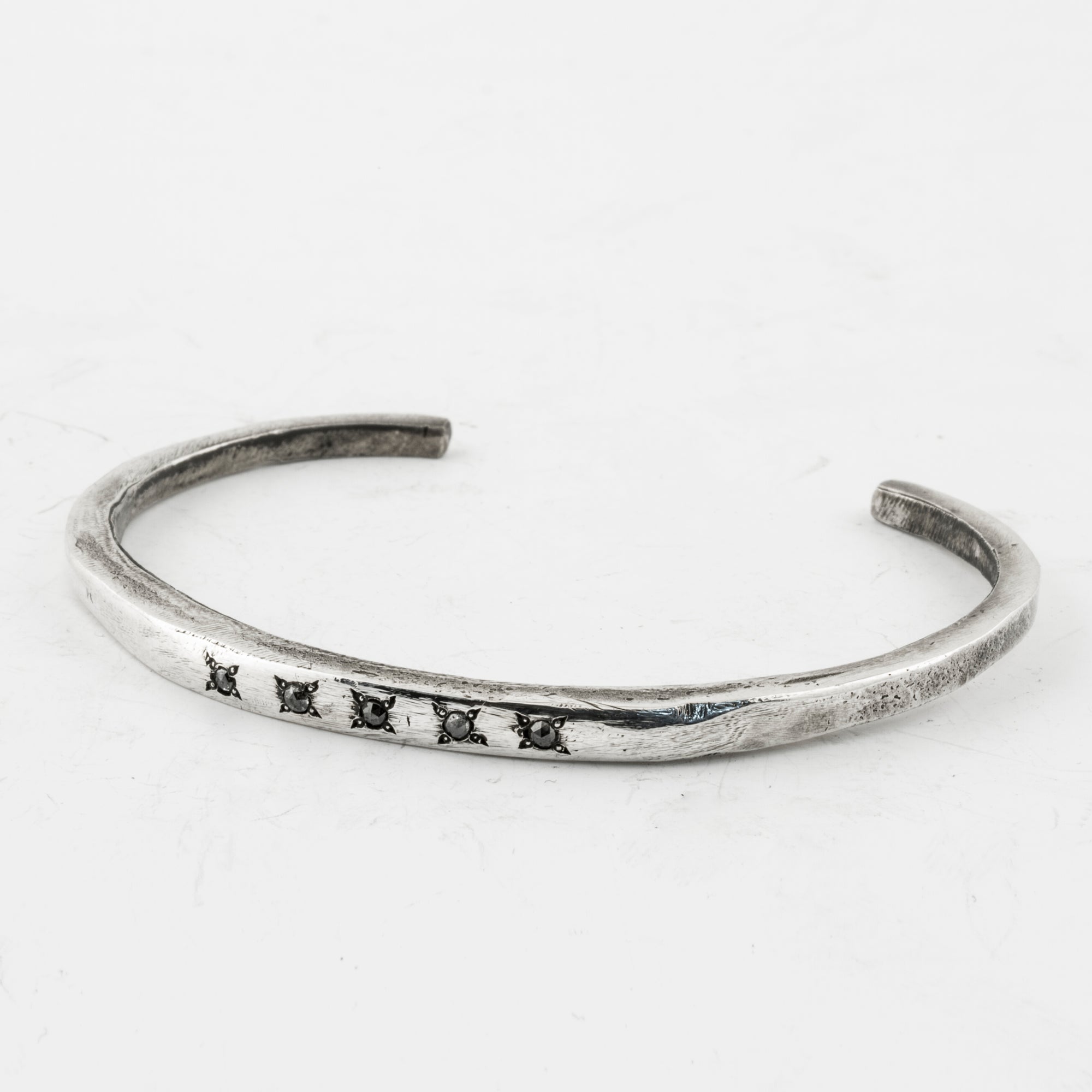 Carved Cuff with Grey Diamonds