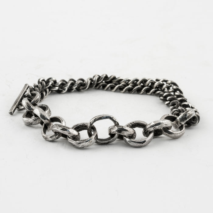Carved Links and Curb Chain Bracelet