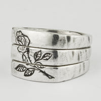 Engraved Rose Split Ring