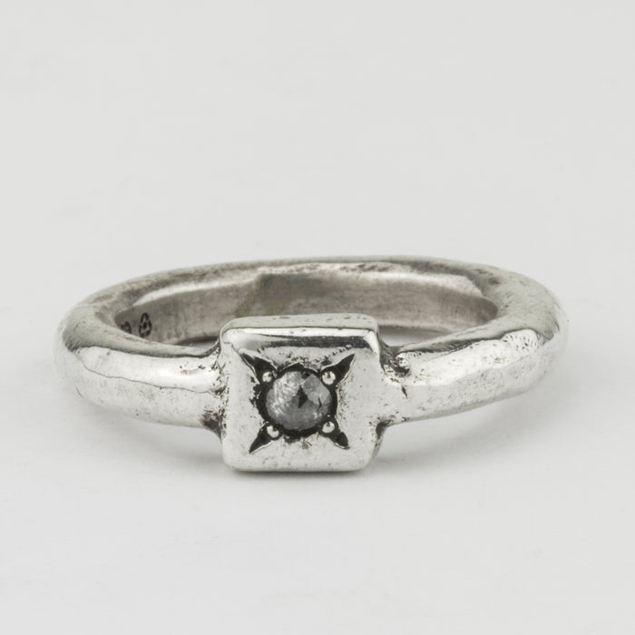 Stacker Ring with Square and Grey Diamond
