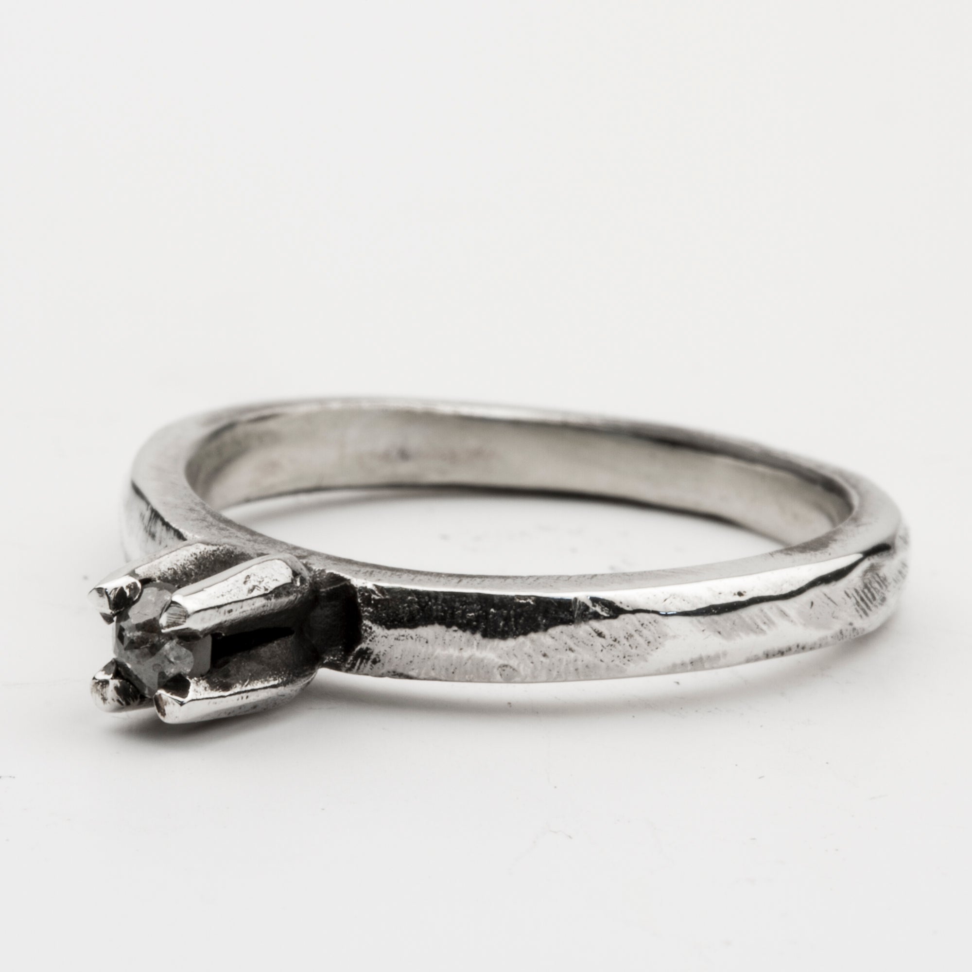 Long Claw Ring with Grey Diamond