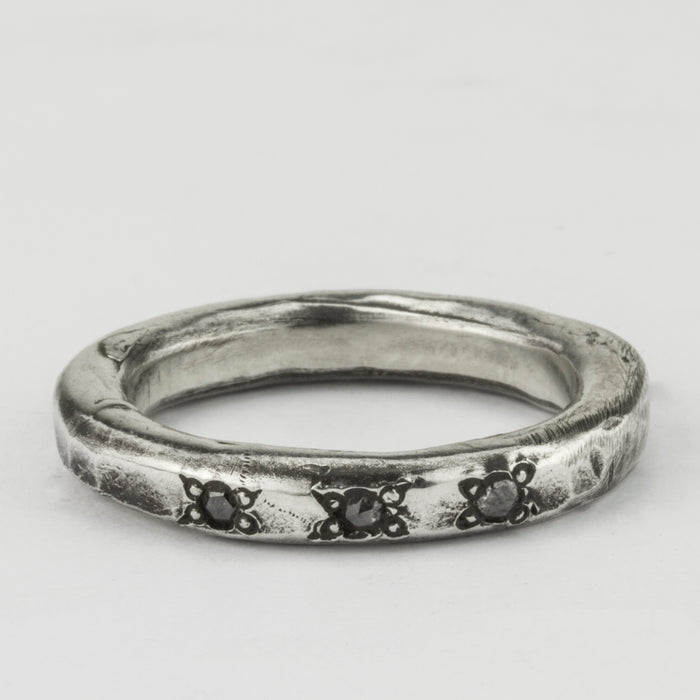 Stacker Ring with Grey Diamonds