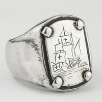 Engraved Ship Ring