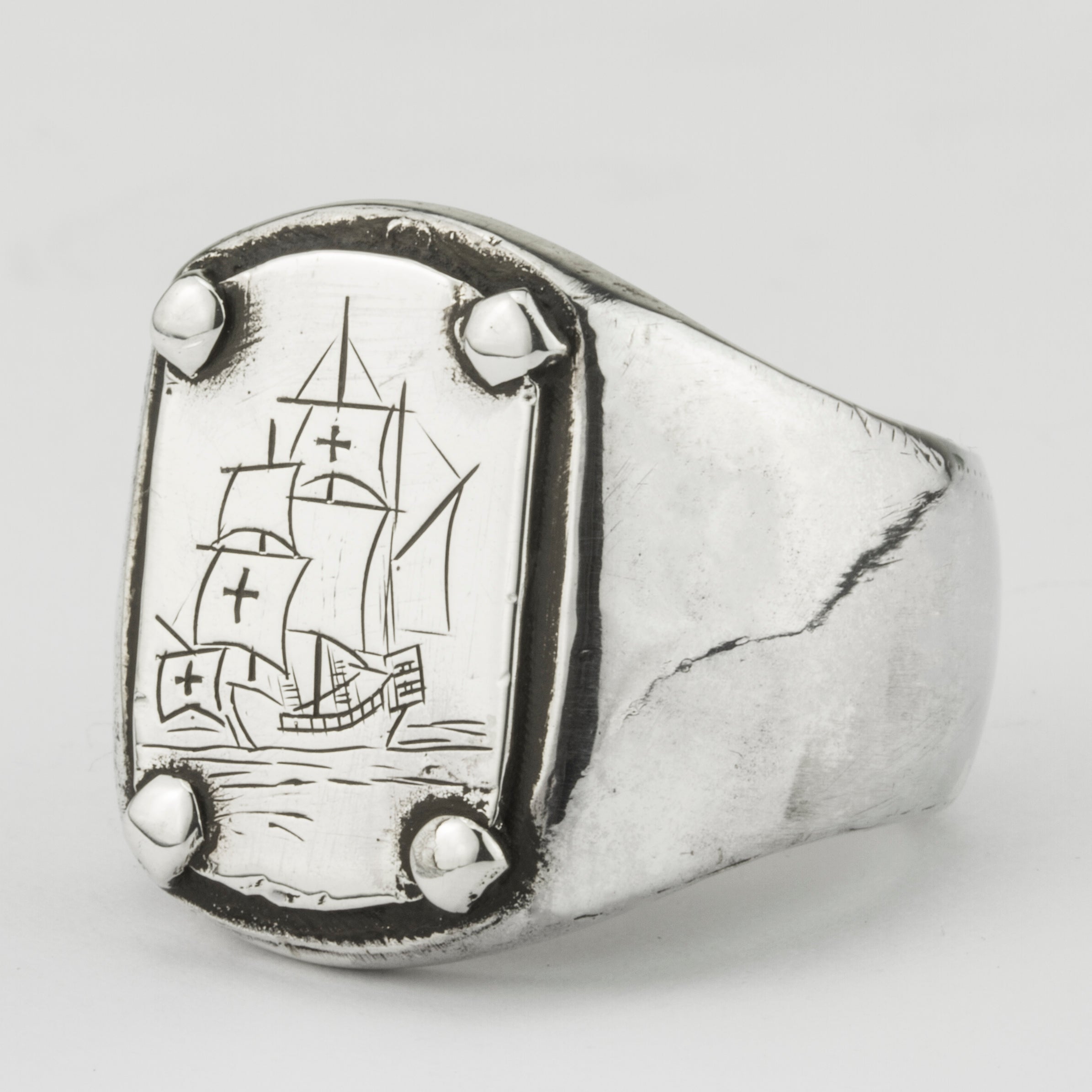 Engraved Ship Ring