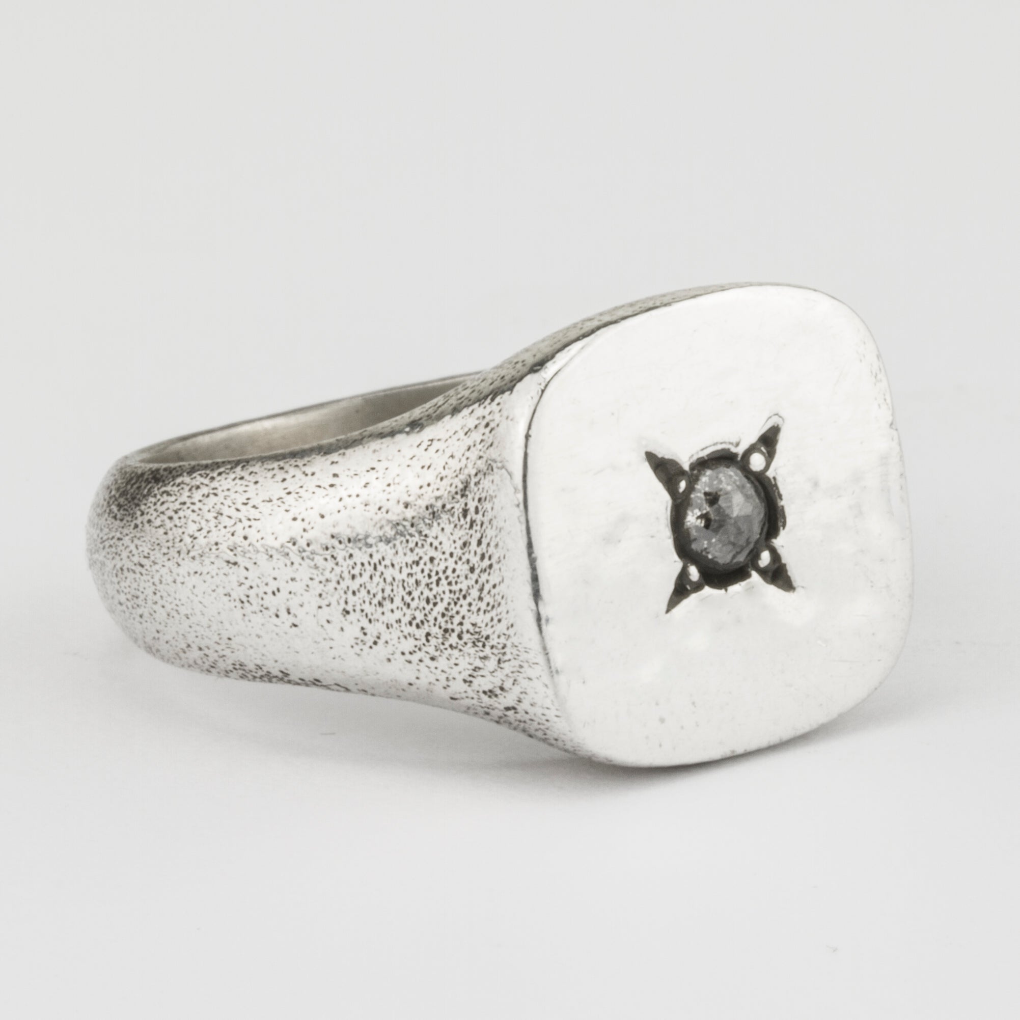 Square Signet Ring with Diamond