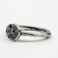 Fine Carved Black Diamond Flower Ring